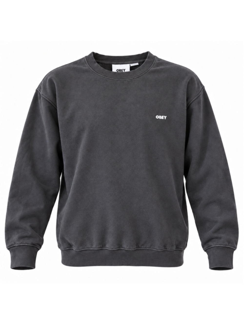 OBEY Crewneck Sweatshirt Large Faded Black Back Graphic Logo Cotton Blend